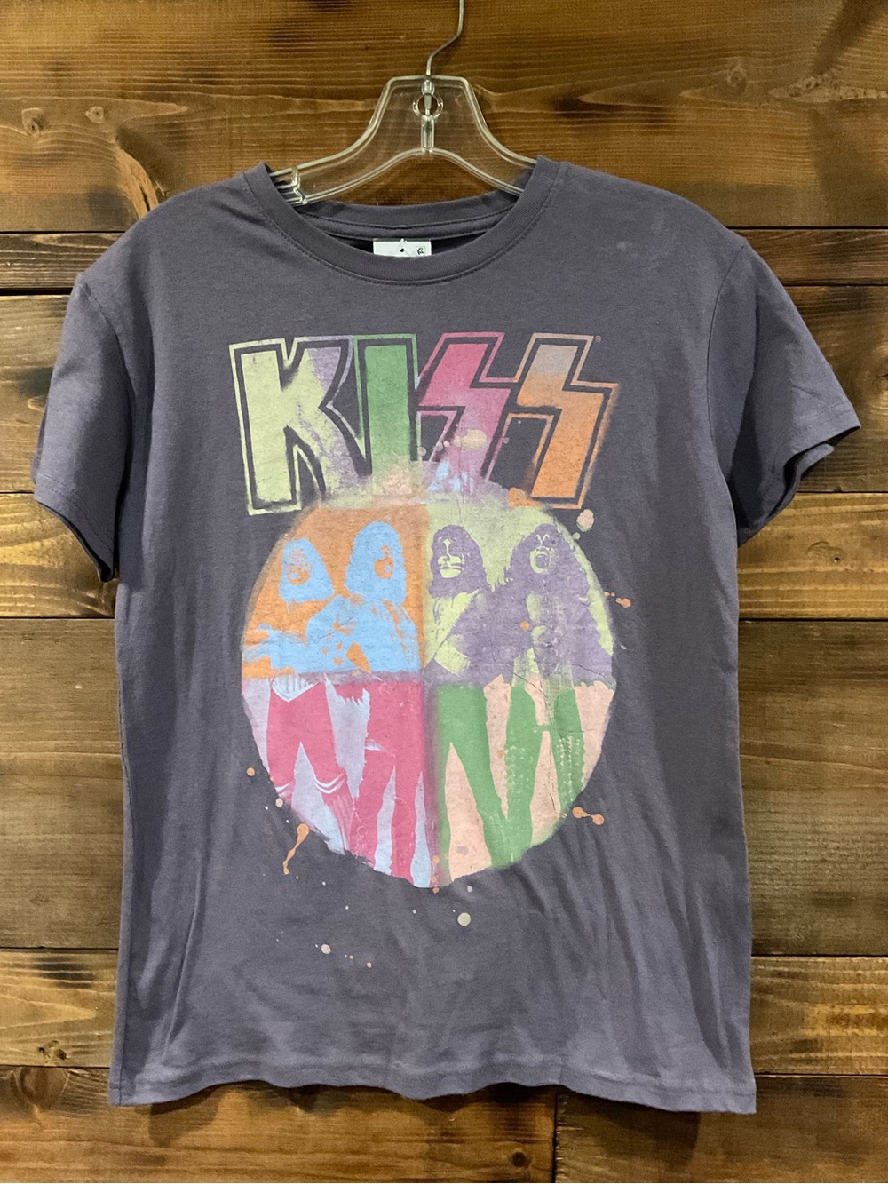 KISS Juniors XS Short Sleeve Tee in Purple with Multicolor KISS Graphic NWT